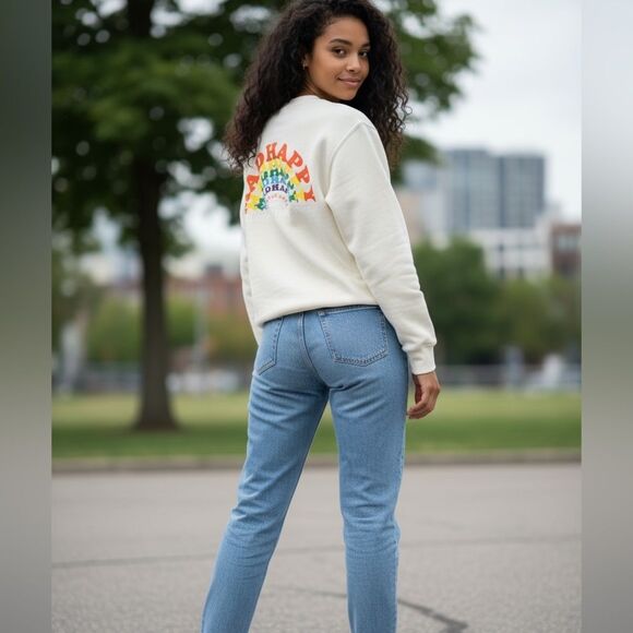 Madhappy Tops - NWT Madhappy Unisex Prism Capsule White Sweatshirt Rainbow Graphic Design - L